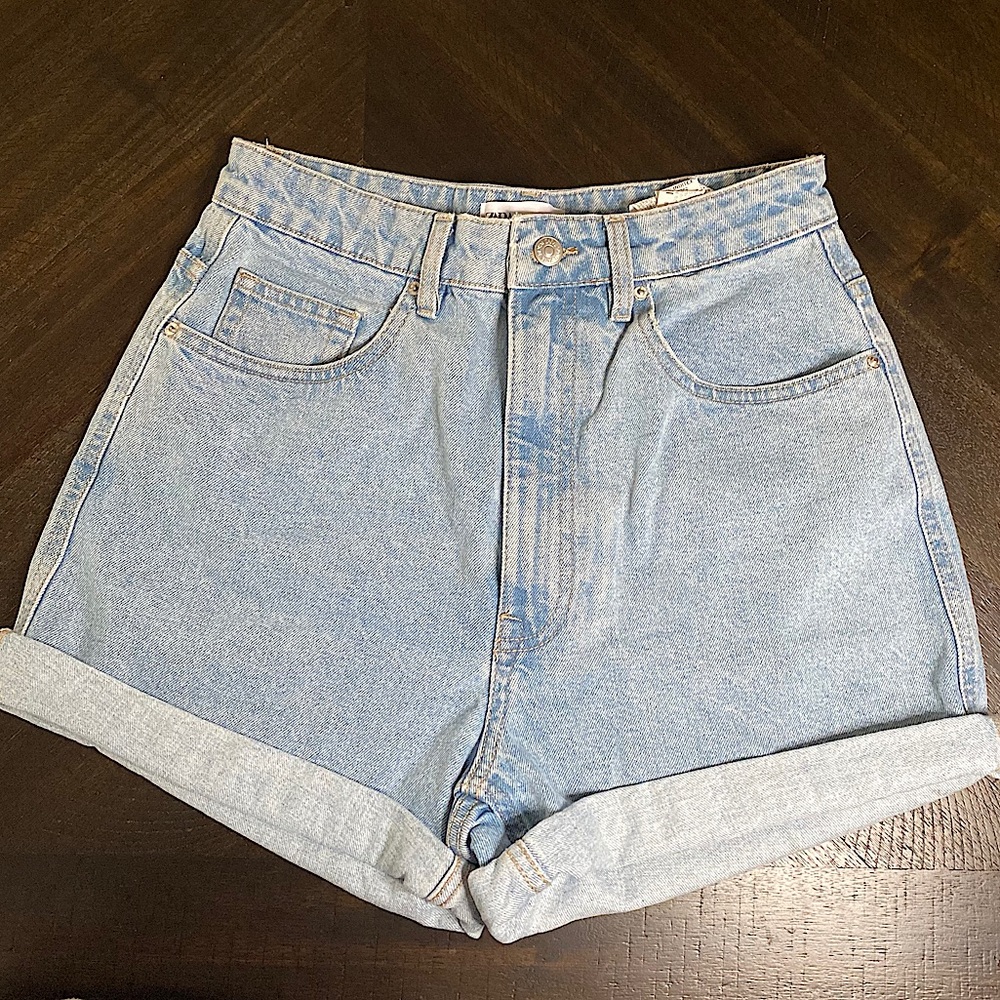Zara Light Denim High Waisted Mom Shorts
